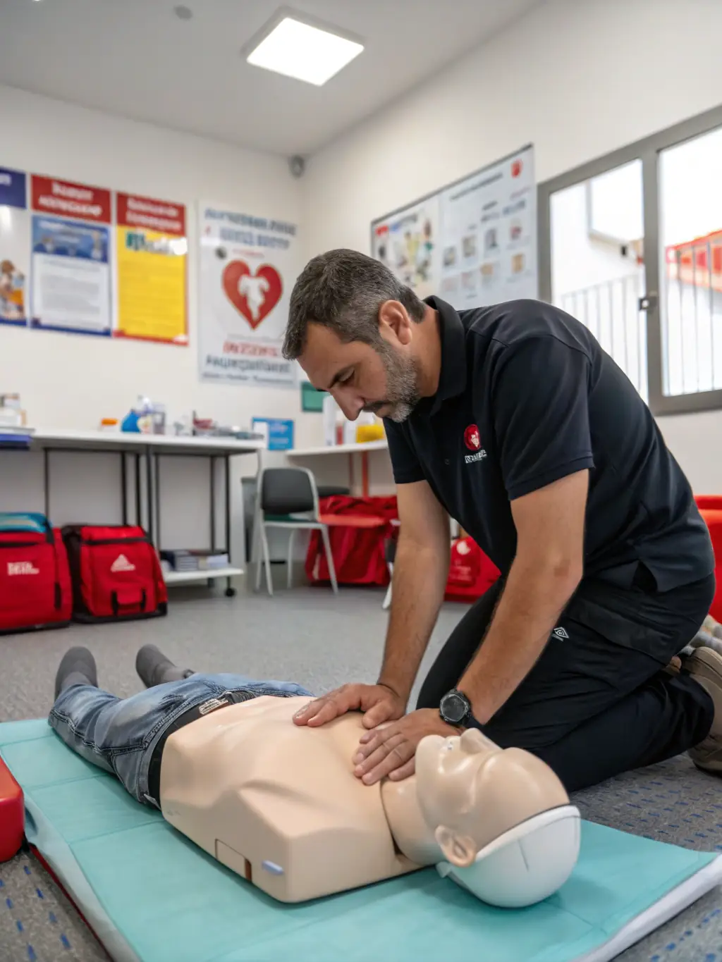 A person successfully performing CPR on a mannequin, showcasing the practical application of the training.